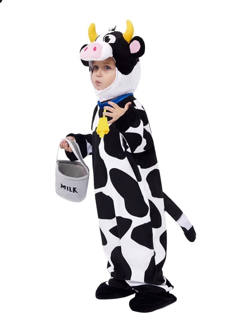 Cow Print Kids Costume Plush Onesie - Black & White size 18-24 months